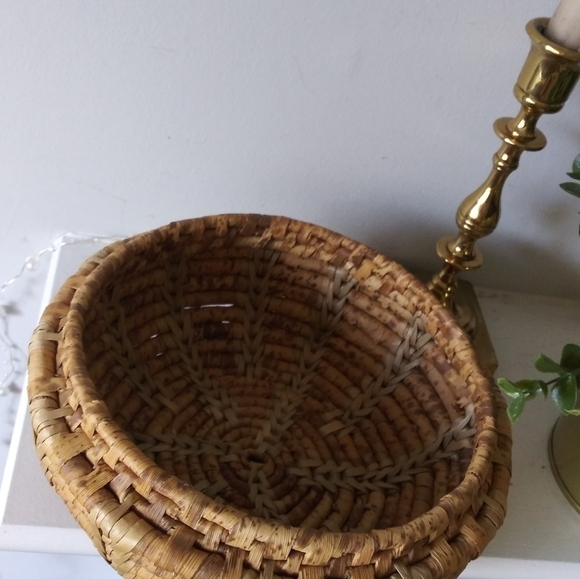 Woven basket with lid fruit boho farmhouse‎ style - Picture 2 of 11